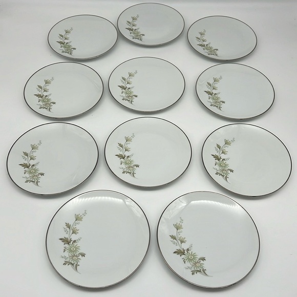 Noritake Soroya 6853 Dessert Plate 6.25” Light Green Daisy Platinum Banded - Picture 6 of 7